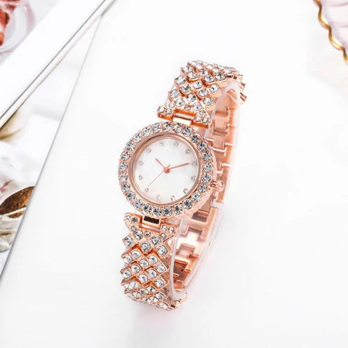 Women’s Fashion Quartz Watch – Minimalist Design with Diamond Accents & Alloy Strap