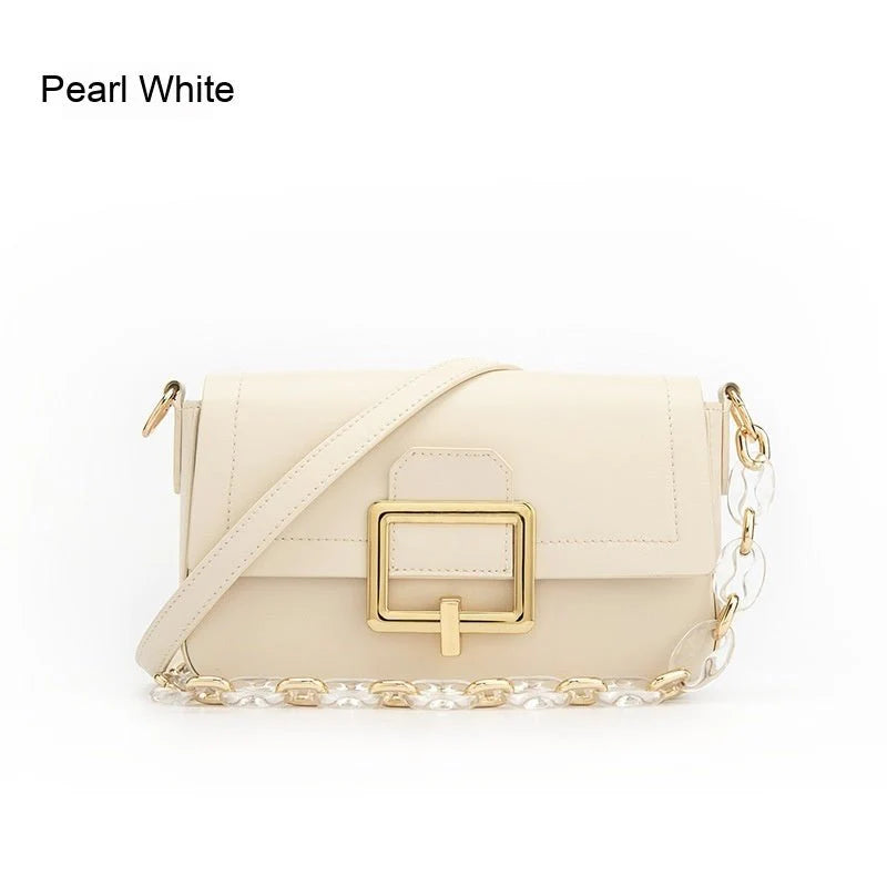 French-Inspired Textured Cowhide Crossbody Bag – Elegant Women's Shoulder Purse