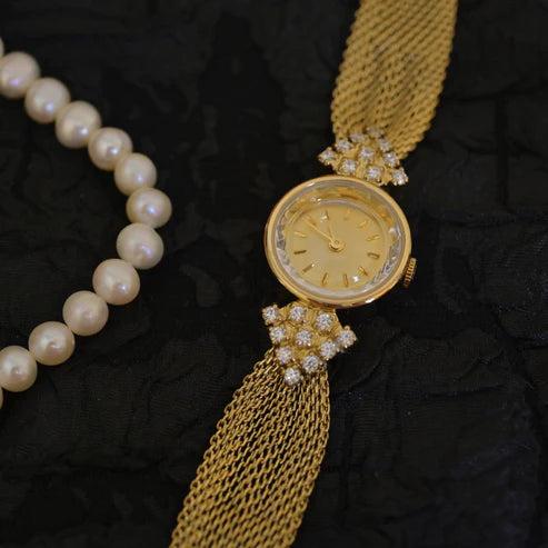Vintage Kaleidoscope Diamond Quartz Watch – Elegant Women's Luxury Jewelry Timepiece
