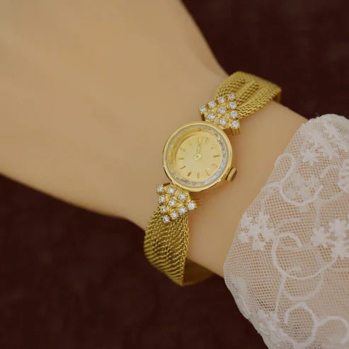 Vintage Kaleidoscope Diamond Quartz Watch – Elegant Women's Luxury Jewelry Timepiece