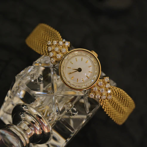Vintage Kaleidoscope Diamond Quartz Watch – Elegant Women's Luxury Jewelry Timepiece