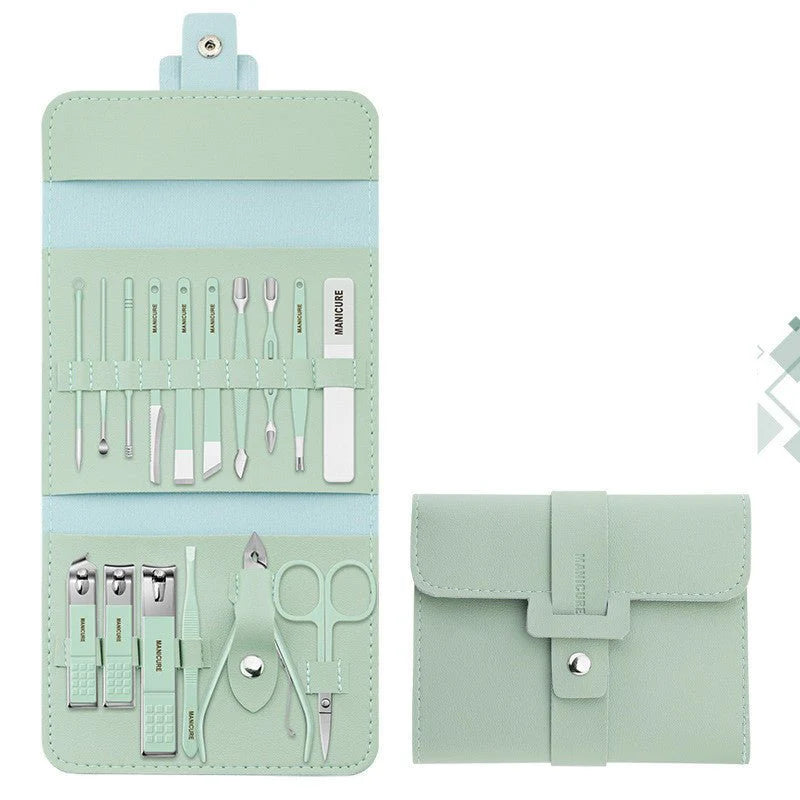 16-Piece Manicure Pedicure Set – Nail Clippers, Scissors & Tools in PU Leather Case