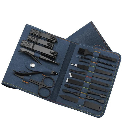 16-Piece Manicure Pedicure Set – Nail Clippers, Scissors & Tools in PU Leather Case