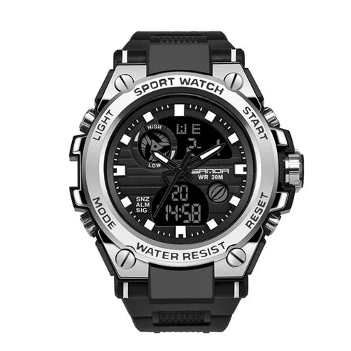 Men’s Outdoor Sports Electronic Watch – Dual Display, Multi-Kinetic Energy, Shockproof & Waterproof Design