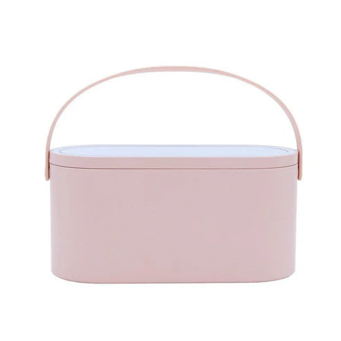 LED Makeup Mirror with Storage Box – Portable Vanity Organizer for Home & Travel