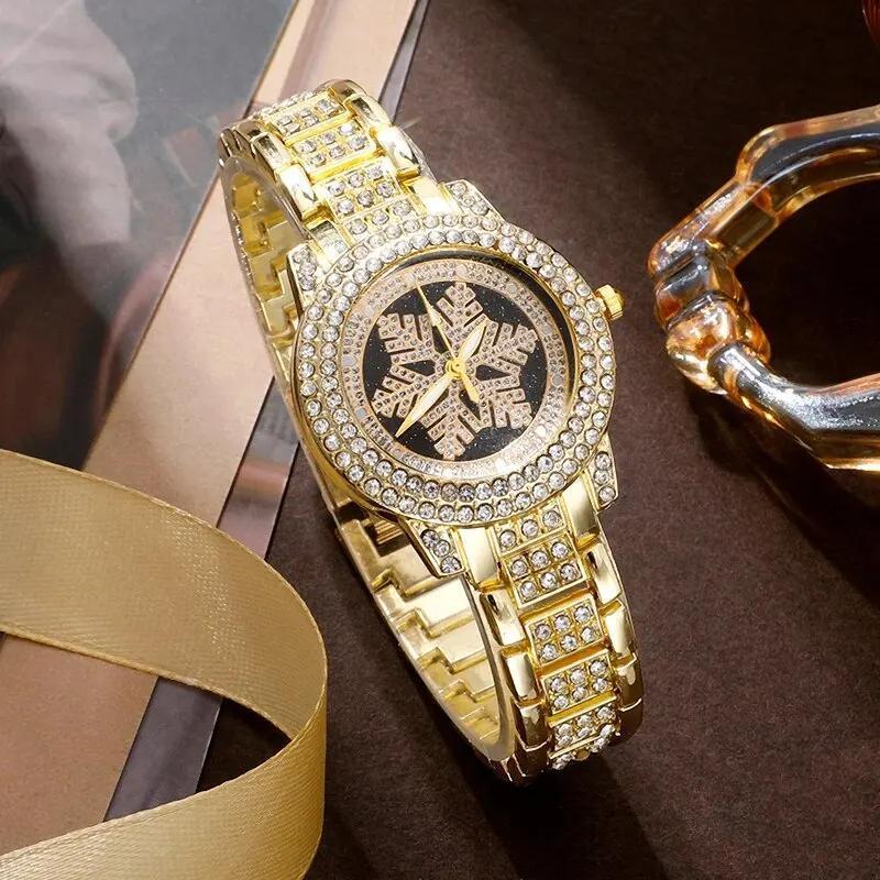 Snowflake Rhinestone Watch & Jewelry Set – Luxury 5-Piece Women's Gift Set