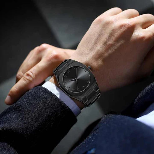 Men’s Stainless Steel Arabic Numeral Watch – Classic Quartz Movement, Elegant Round Dial, Islamic Numerals