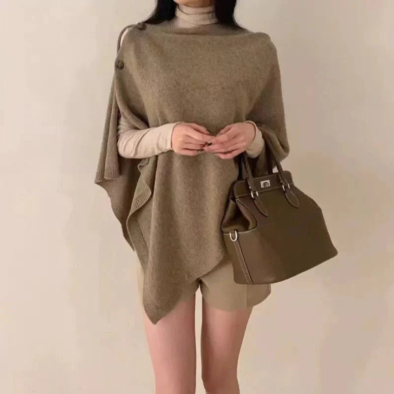 Women's Wool Slant Cape Scarf – Warm Asymmetrical Wrap