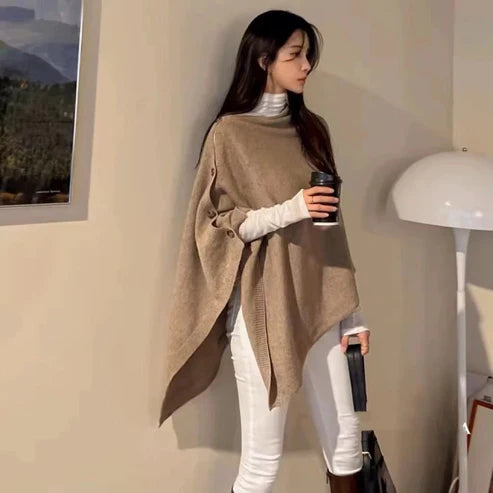 Women's Wool Slant Cape Scarf – Warm Asymmetrical Wrap